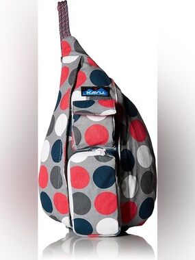 NEW women’s KAVU “Got Dots” rope sling backpack bag. Measures 18x12
